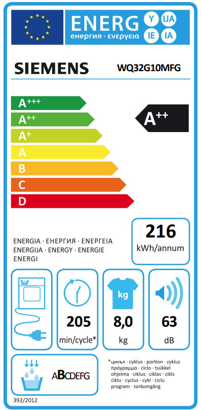 Siemens WQ32G10MFG energielabel