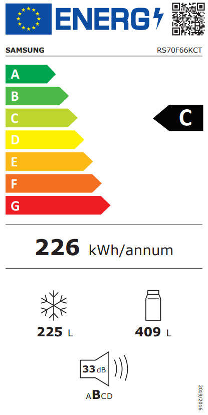 Samsung RS70F66KCTEF classe énergétique