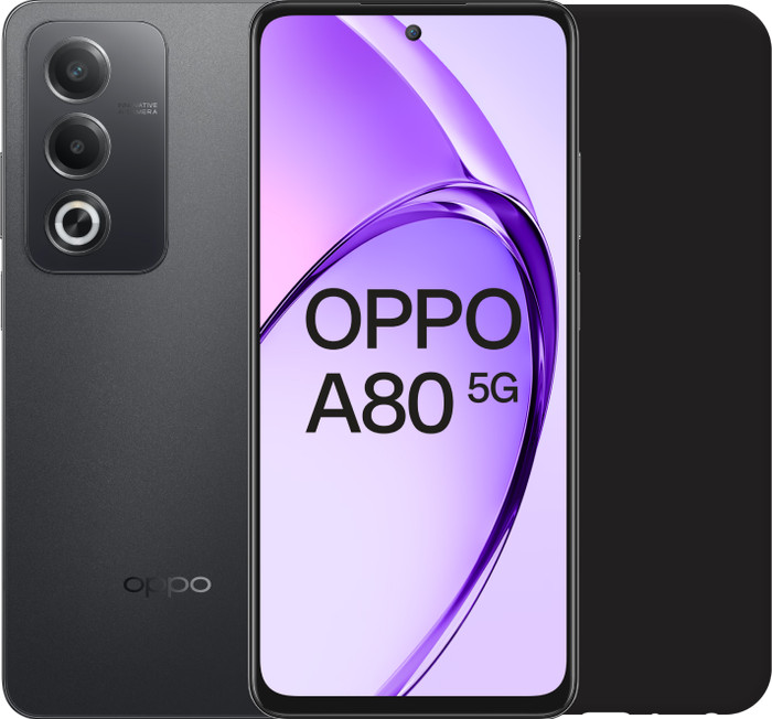 OPPO A80 Zwart 256GB 5G + Just in Case Back Cover Zwart Main Image
