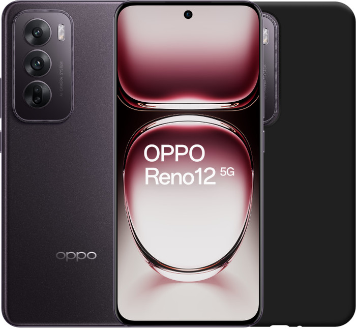 OPPO Reno12 256GB Black 5G + Just in Case Back Cover Black Main Image