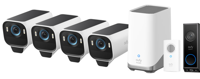 eufyCam S3 Pro 4-pack + Video Doorbell E340 + Chime Main Image