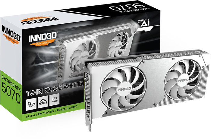 INNO3D GeForce RTX 5070 TWIN X2 OC WHITE 12GB packaging