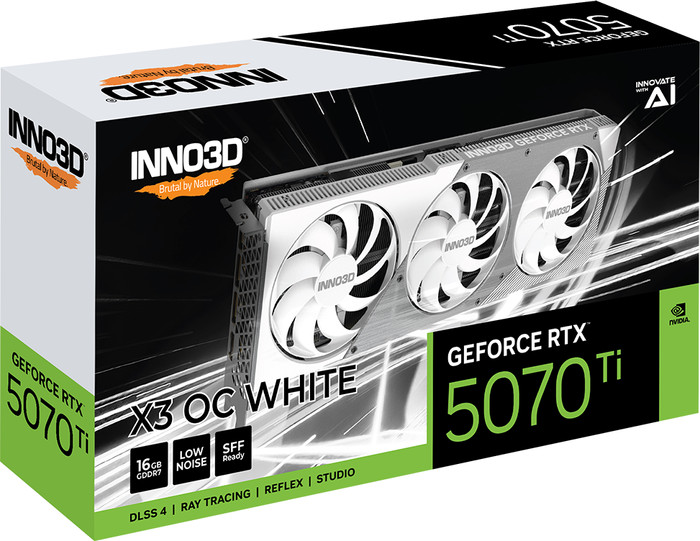 INNO3D GeForce RTX 5070 Ti X3 OC WHITE 16GB verpakking