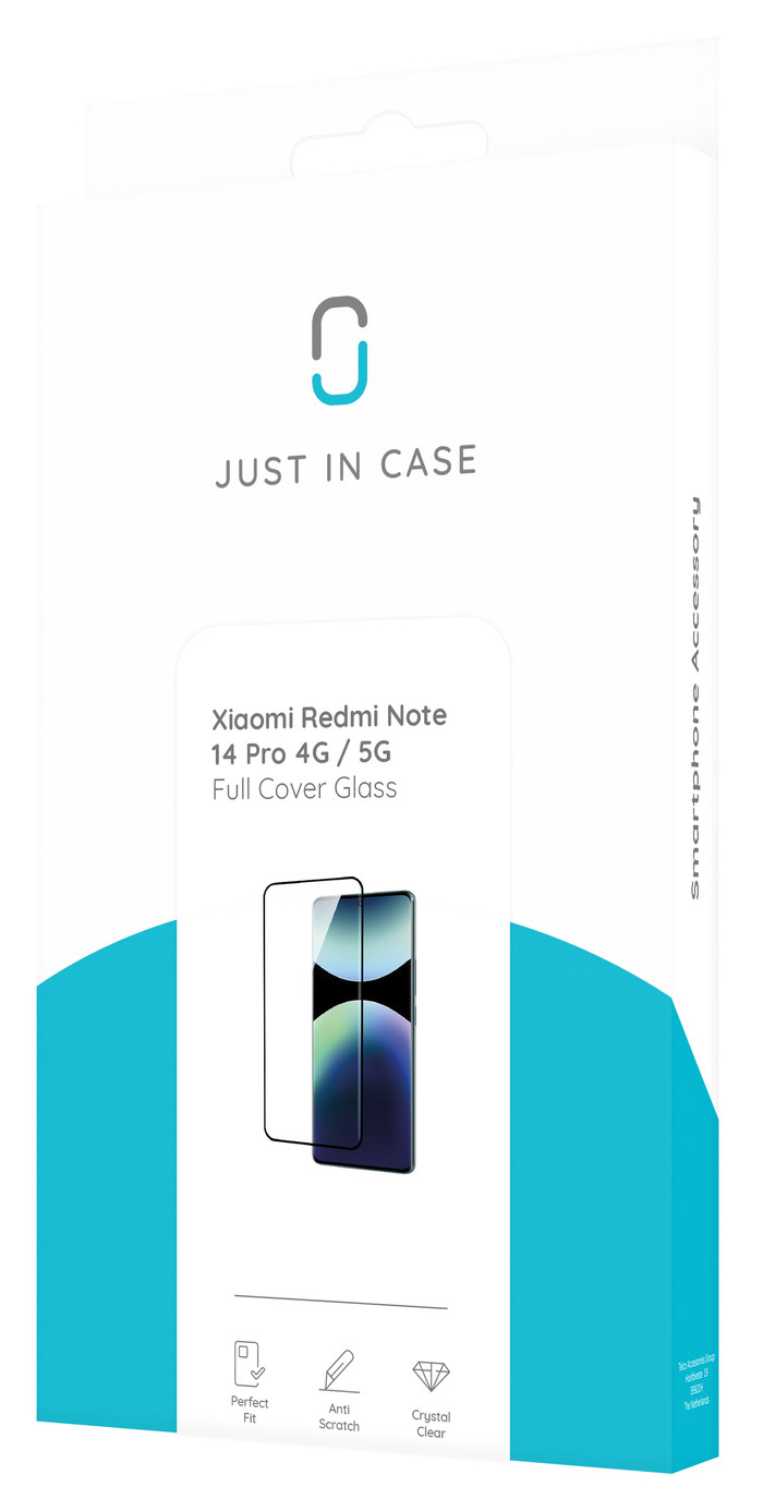 Just In Case Full Cover Xiaomi Redmi Note 14 Pro 4G/5G Screen Protector Black packaging