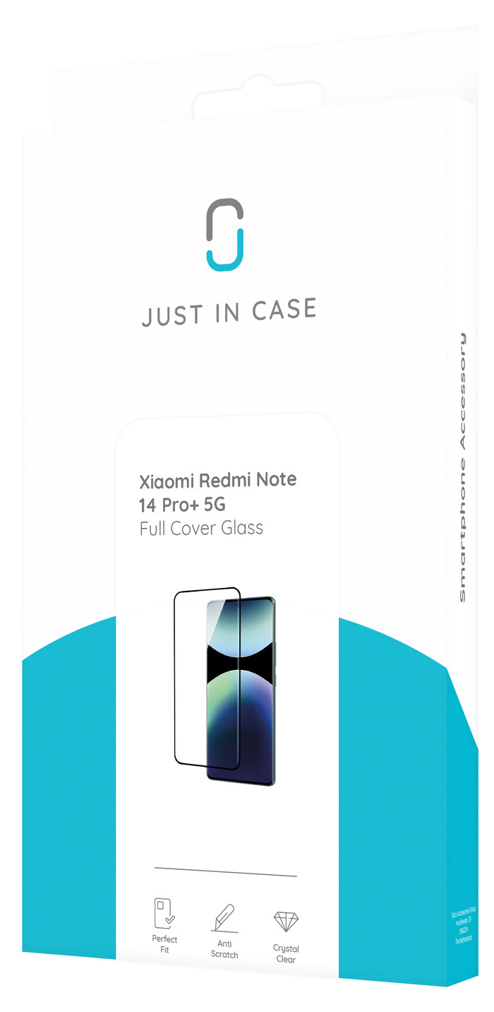 Just In Case Full Cover Xiaomi Redmi Note 14 Pro+ 4G/5G Screenprotector Zwart verpakking