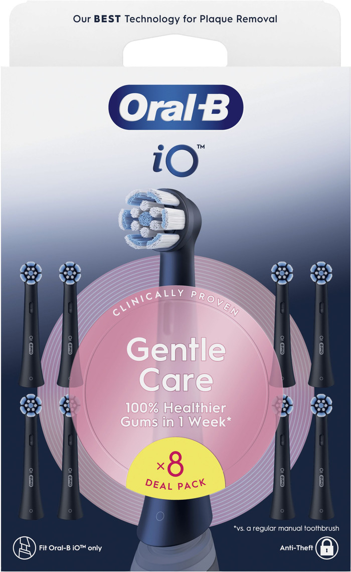 Oral-B iO Gentle Care Zwart (8 stuks) verpakking