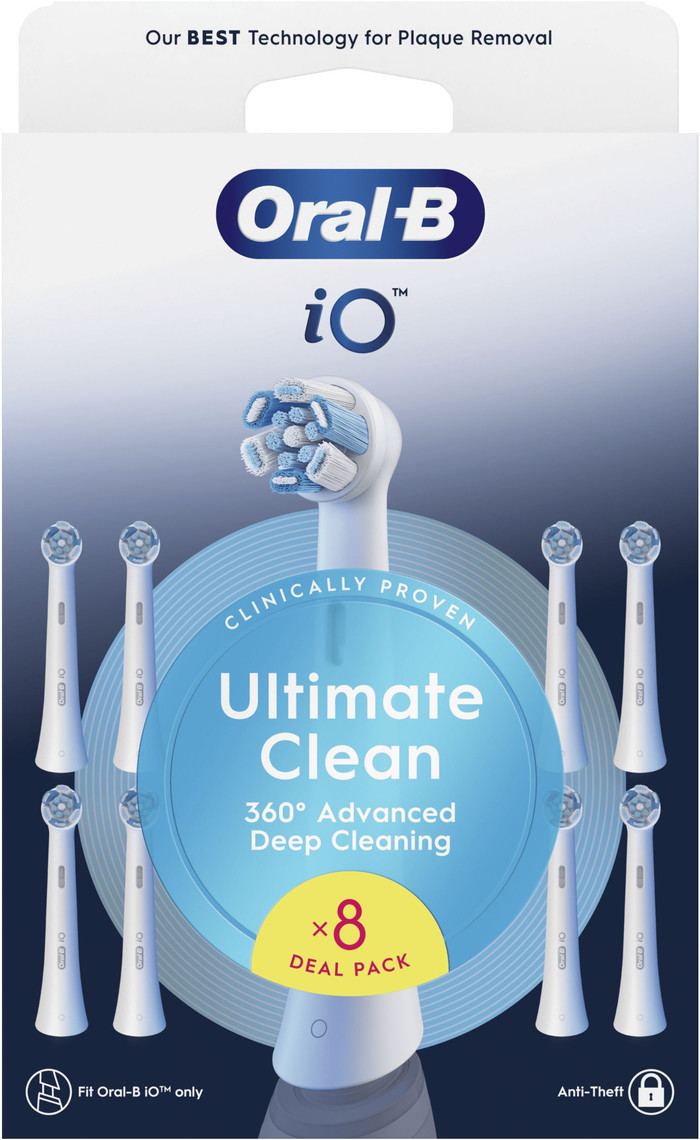 Oral-B iO Ultimate Clean Weiß (8 Stück) verpackung