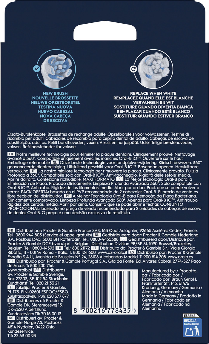 Oral-B iO Ultimate Clean Weiß (8 Stück) verpackung