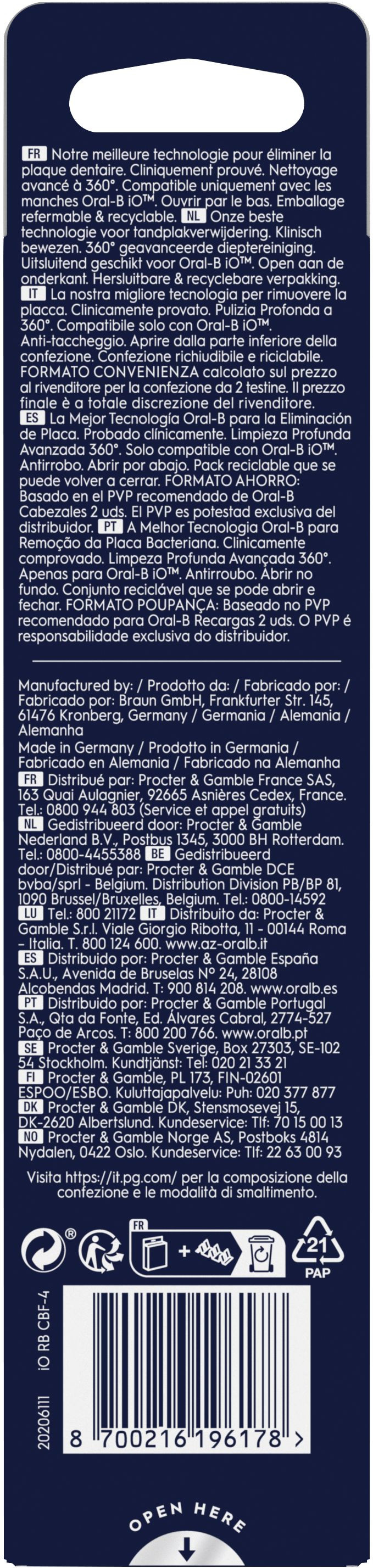 Oral-B iO Ultimate Clean Zwart (4 stuks) verpakking