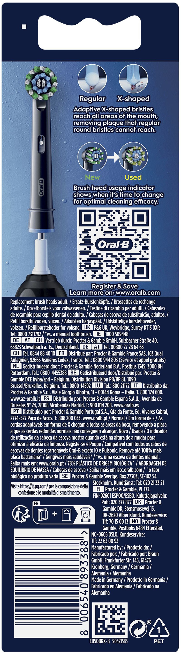Oral-B Pro Cross Action Zwart (8 stuks) verpakking