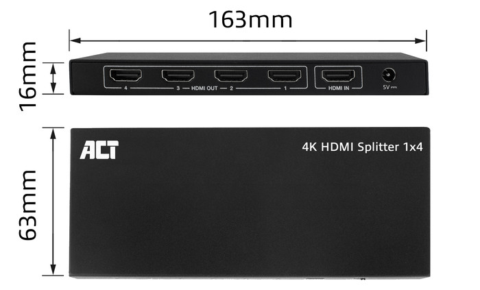 ACT AC7832 1 x 4 HDMI Splitter detail