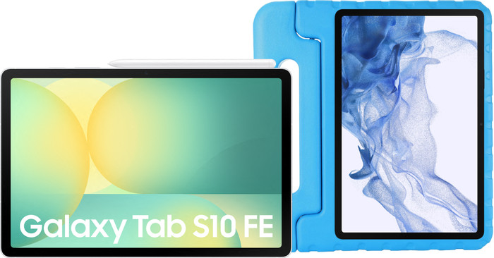 Samsung Galaxy Tab S10 FE 10,9 inch 256GB Wifi Zilver + Just in Case Kids Cover Blauw Main Image