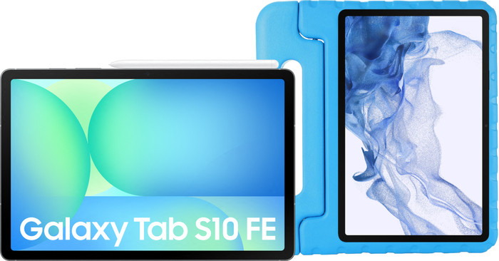 Samsung Galaxy Tab S10 FE 10,9 inch 128GB Wifi en 5G Grijs EE + Kids Cover Blauw Main Image