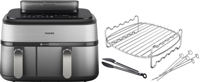 Philips 5000 Series Dual Basket NA555/00 + Double Layer Cooking Set Main Image
