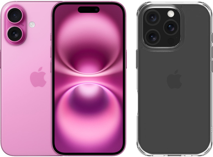 Apple iPhone 16 128GB Pink + BlueBuilt Protective Back Cover Transparent Main Image