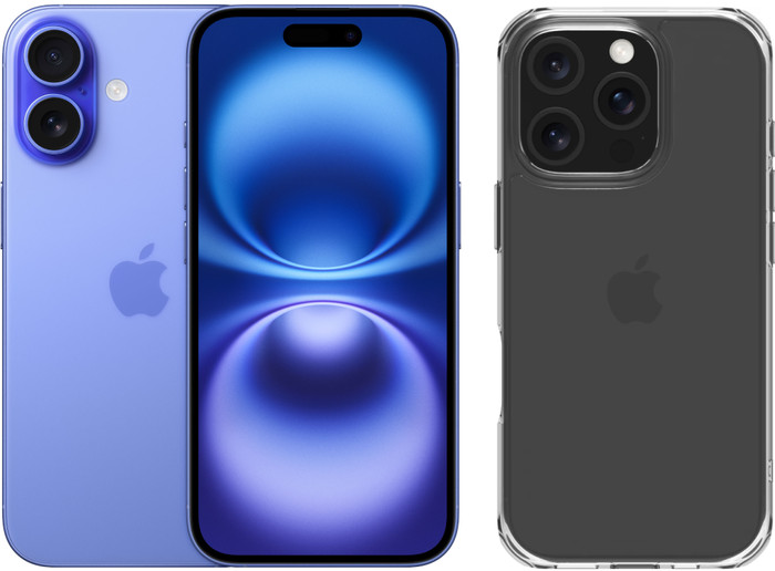 Apple iPhone 16 128GB Blauw + BlueBuilt Protective Back Cover Transparant Main Image