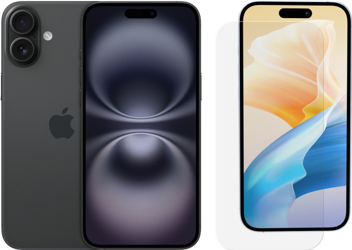 Apple iPhone 16 128GB Zwart + BlueBuilt Screenprotector Glas Main Image