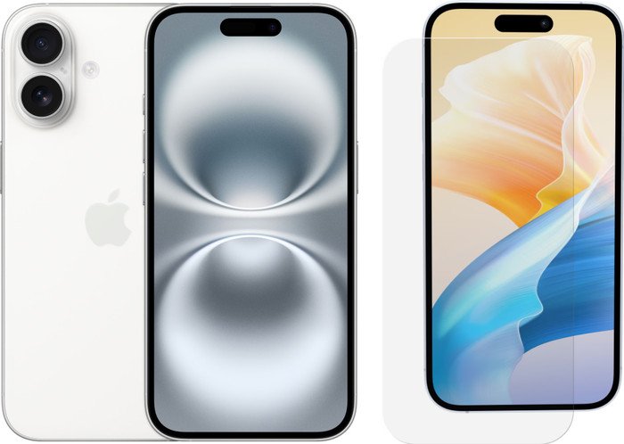 Apple iPhone 16 128GB Wit + BlueBuilt Screenprotector Glas Main Image