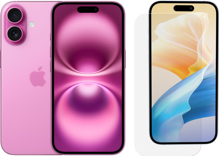 Apple iPhone 16 128GB Roze + BlueBuilt Screenprotector Glas Main Image