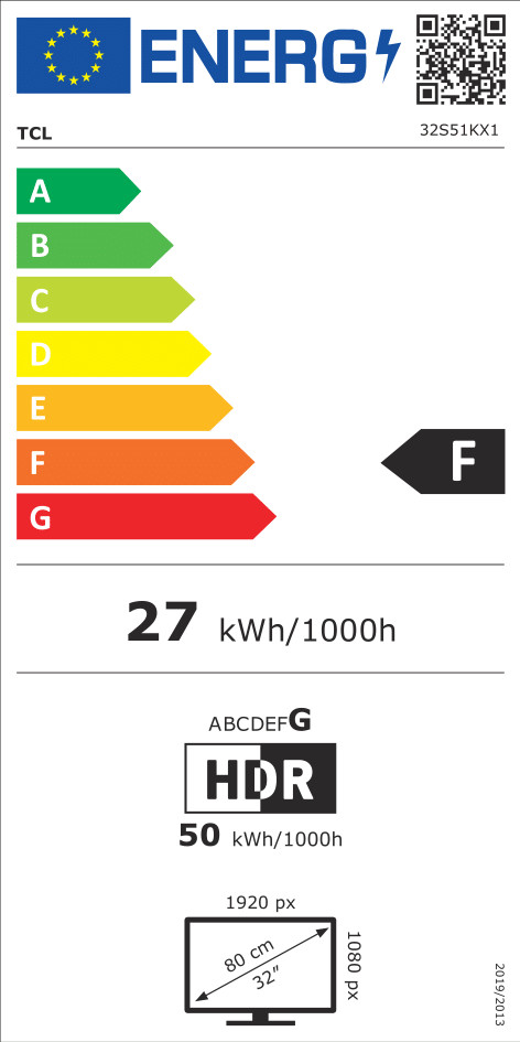 TCL 32 inches QLED S51K (2025) energy label