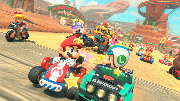 Nintendo Switch 2 + Mario Kart World produkt in gebrauch