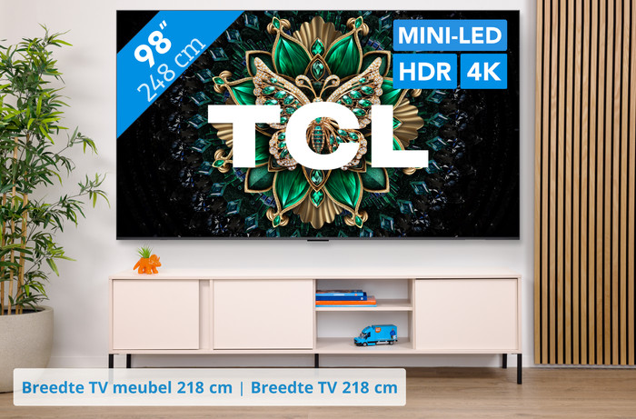 TCL 98" QD Mini-led C61K 4K (2025) + TCL Q65H visual Coolblue 1