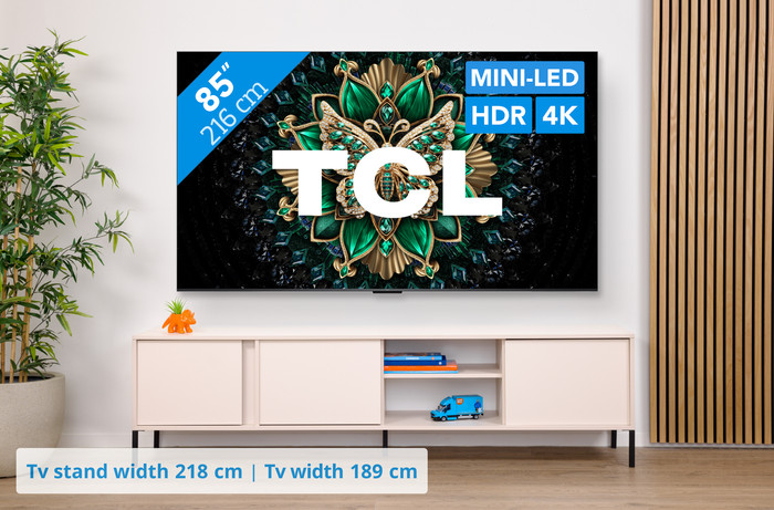 TCL 85 inches QD Mini-LED C61K 4K (2025) + TCL Q75H visual Coolblue 1