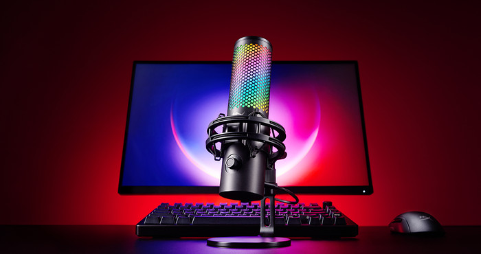 HyperX QuadCast 2 S USB microfoon Zwart product in gebruik