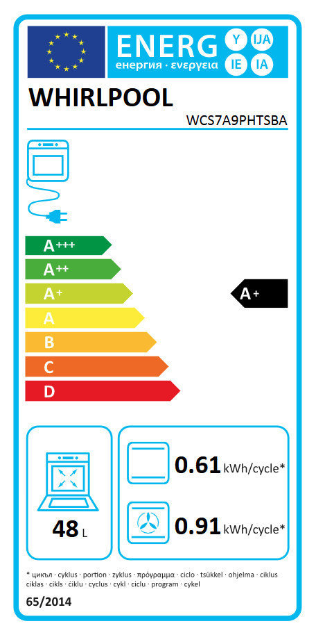 Whirlpool WCS7A9PHTSBA energielabel
