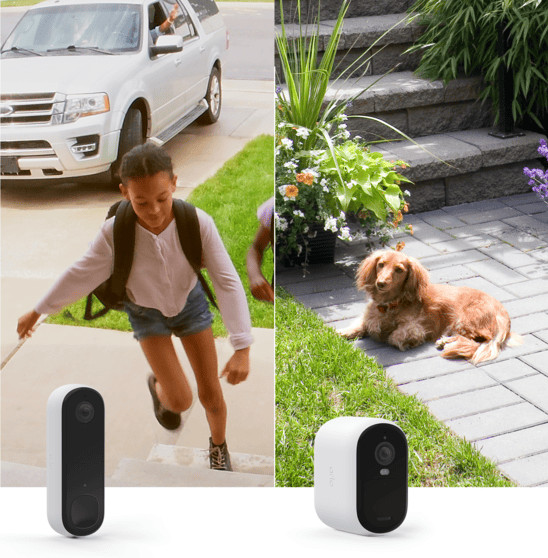 Arlo Essential 2K Outdoor Überwachungskamera + HD Wireless Video Doorbell produkt in gebrauch