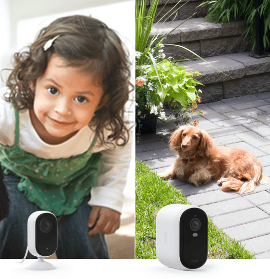 Arlo Essential 2K Outdoor Camera + Essential 2K Indoor Camera product in gebruik