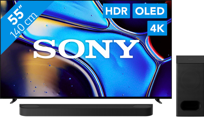 Sony 55" Bravia 8 OLED 4K (2024) + Sony Bravia Theatre Bar 6 Zwart Main Image