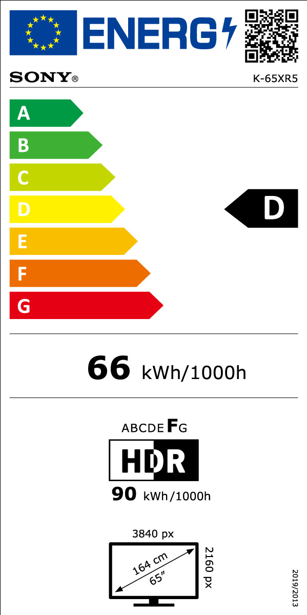 Sony Bravia 5 65" XR Mini-led (2025) energielabel