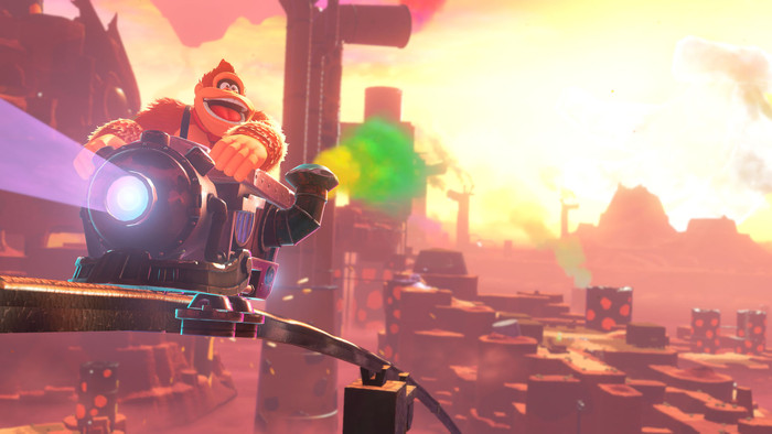 Nintendo Switch 2 + Donkey Kong Bananza product in use