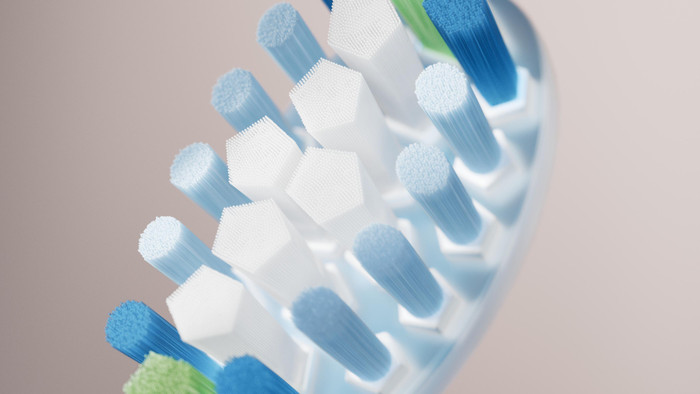 Philips Sonicare Premium Plaque Defense HX9045/87 Wit (5 stuks) product in gebruik