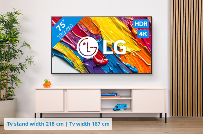 LG 75 inches QNED82 4K (2025) + Sonos Ray Black visual Coolblue 1