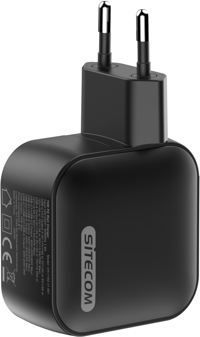 Sitecom 70 W GaN Power Delivery Support de Charge Mural dessous