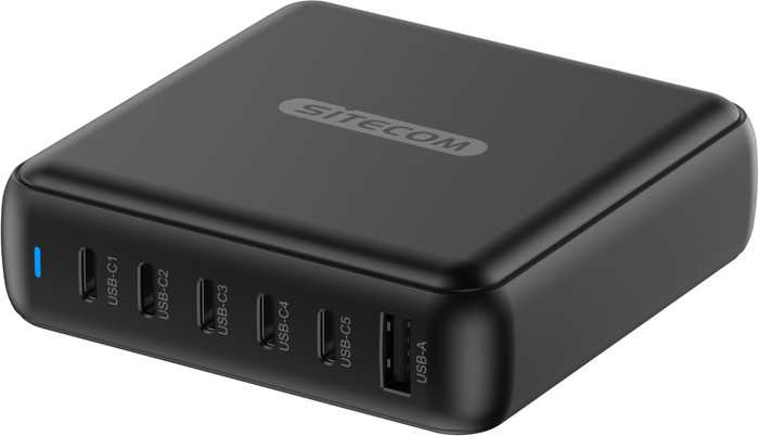 Sitecom 200W GaN Power Delivery Desktop oplader linkerkant