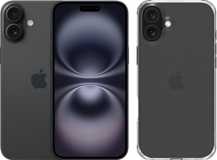 Apple iPhone 16 Plus 128GB Black + BlueBuilt Protective Back Cover Transparent Main Image