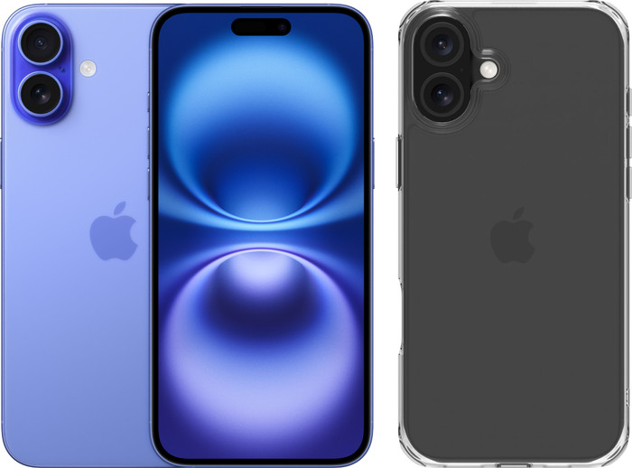 Apple iPhone 16 Plus 128GB Blue + BlueBuilt Protective Back Cover Transparent Main Image