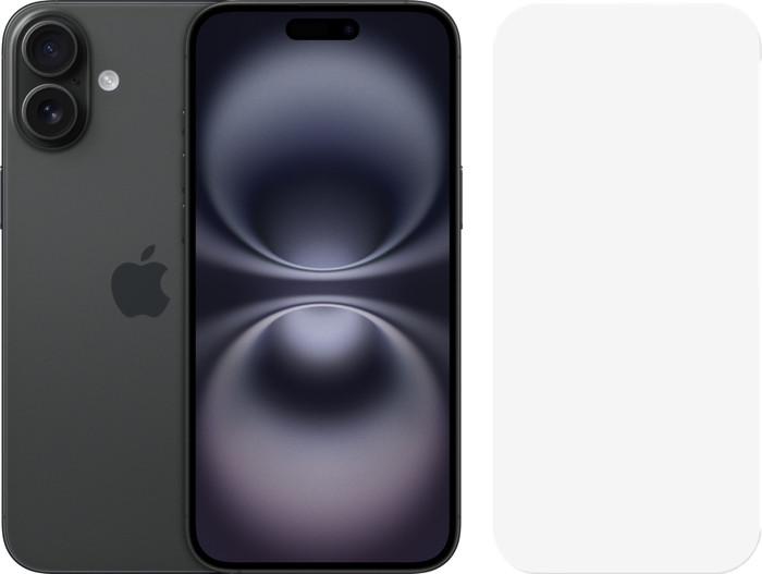 Apple iPhone 16 Plus 128GB Zwart + BlueBuilt Screenprotector Glas Main Image