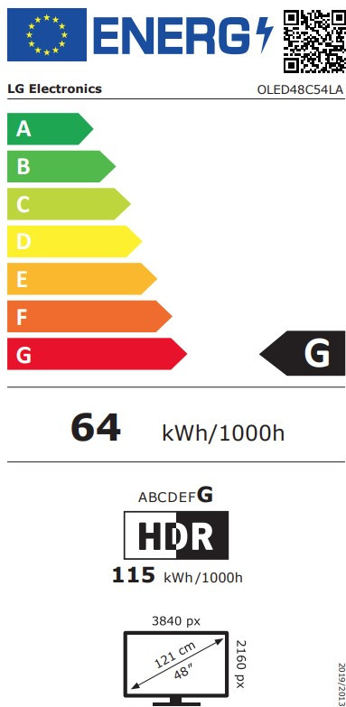 LG 48" OLED EVO C54 4K (2025) energielabel