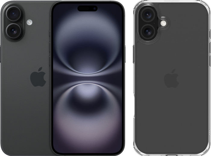 Apple iPhone 16 Plus 256GB Black + BlueBuilt Protective Back Cover Transparent Main Image