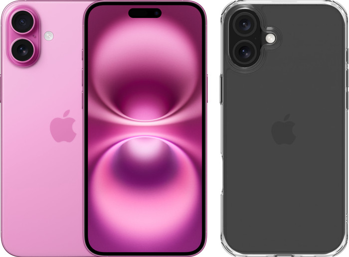 Apple iPhone 16 Plus 256GB Roze + BlueBuilt Protective Back Cover Transparant Main Image