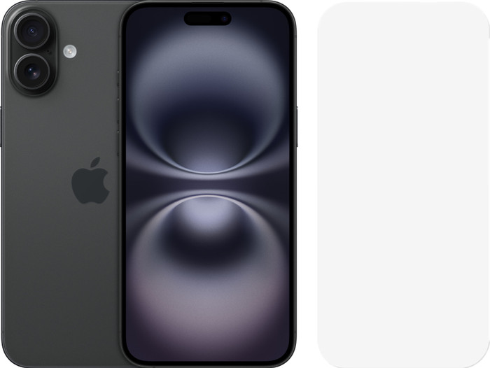 Apple iPhone 16 Plus 256GB Zwart + BlueBuilt Screenprotector Glas Main Image