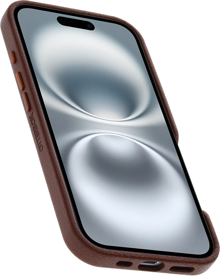 Otterbox Symmetry Apple iPhone 16 Back Cover met MagSafe Magneet Leer Bruin achterkant