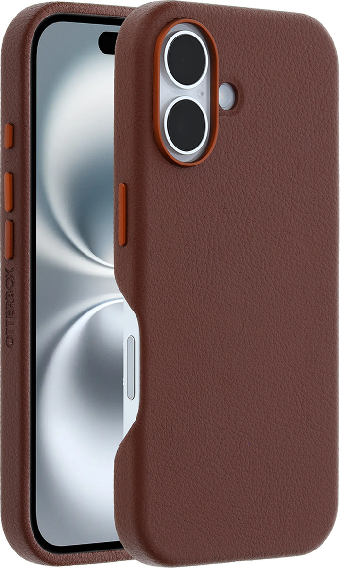 Otterbox Symmetry Apple iPhone 16 Back Cover met MagSafe Magneet Leer Bruin visual leverancier