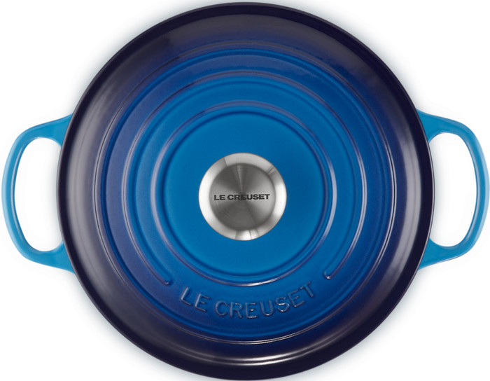 Le Creuset Signature ronde braadpan 28 cm azure bovenkant