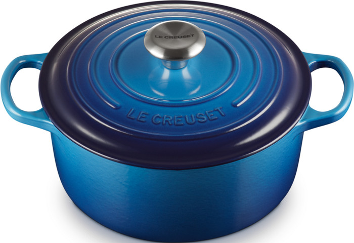 Le Creuset Signature ronde braadpan 28 cm azure voorkant