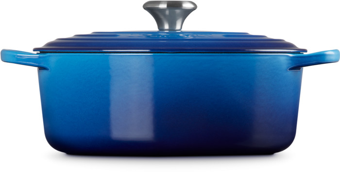 Le Creuset Signature ovale braadpan 31 cm azure voorkant